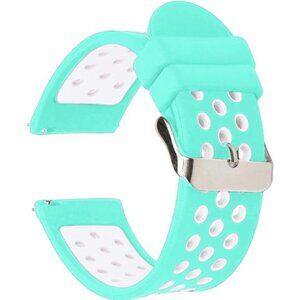 Universal 18mm 20mm 22mm 24mm Width Silicone Watch Band Replacement, Teal-White